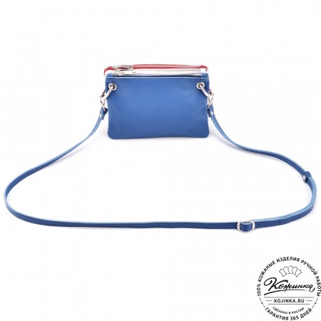 Женская кожаная сумка "Трио" (синий/белый/красный)