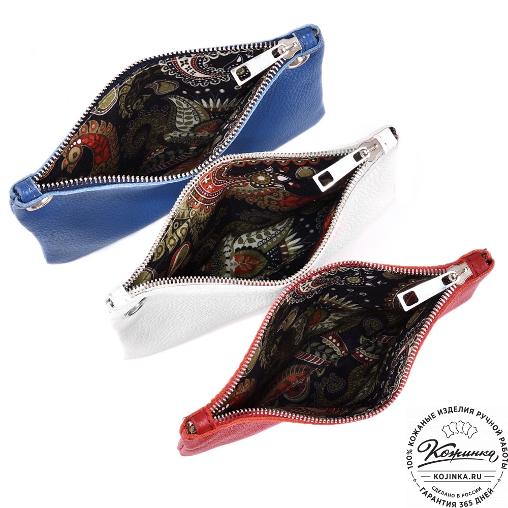 Женская кожаная сумка "Трио" (синий/белый/красный)