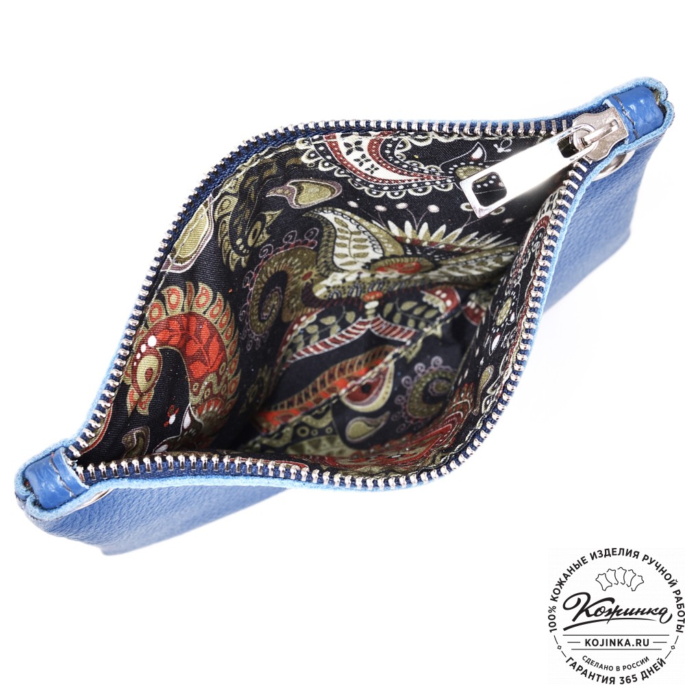 Женская кожаная сумка "Трио" (синий/белый/красный)