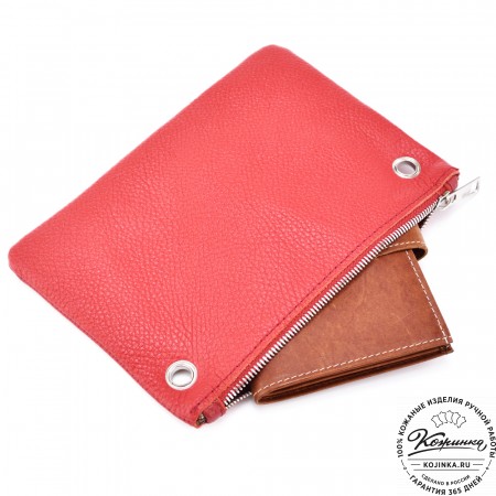 Женская кожаная сумка "Трио" (синий/белый/красный)