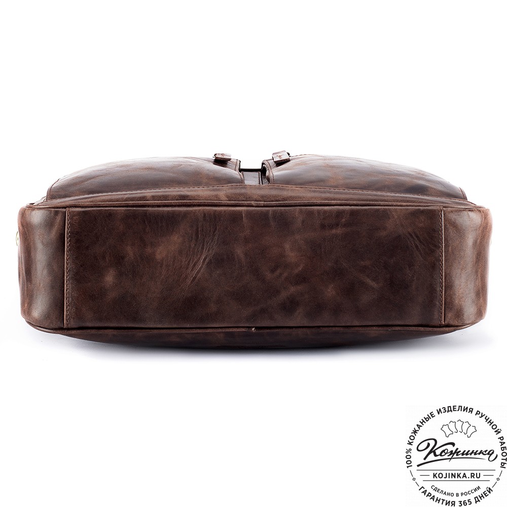 Кожаная деловая сумка "Гофман" (тёмно-коричневый антик) 