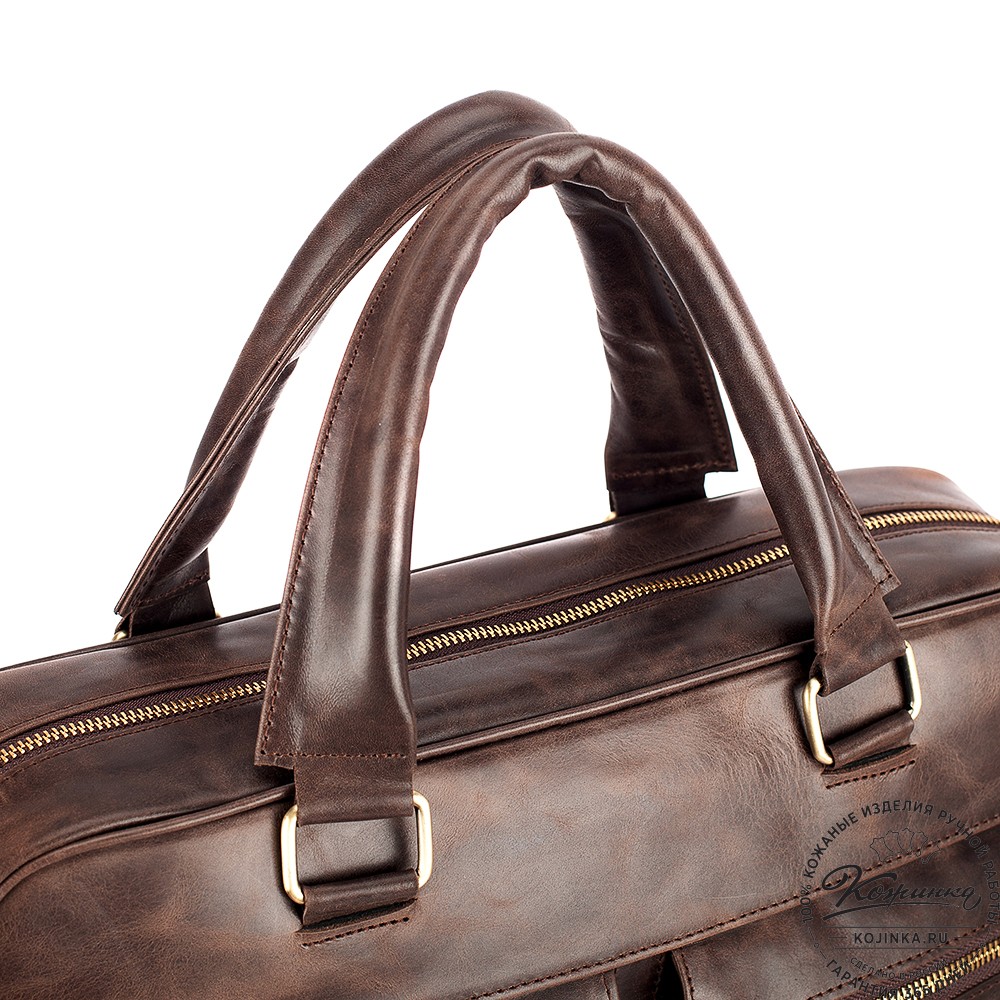 Кожаная деловая сумка "Гофман" (тёмно-коричневый антик) 