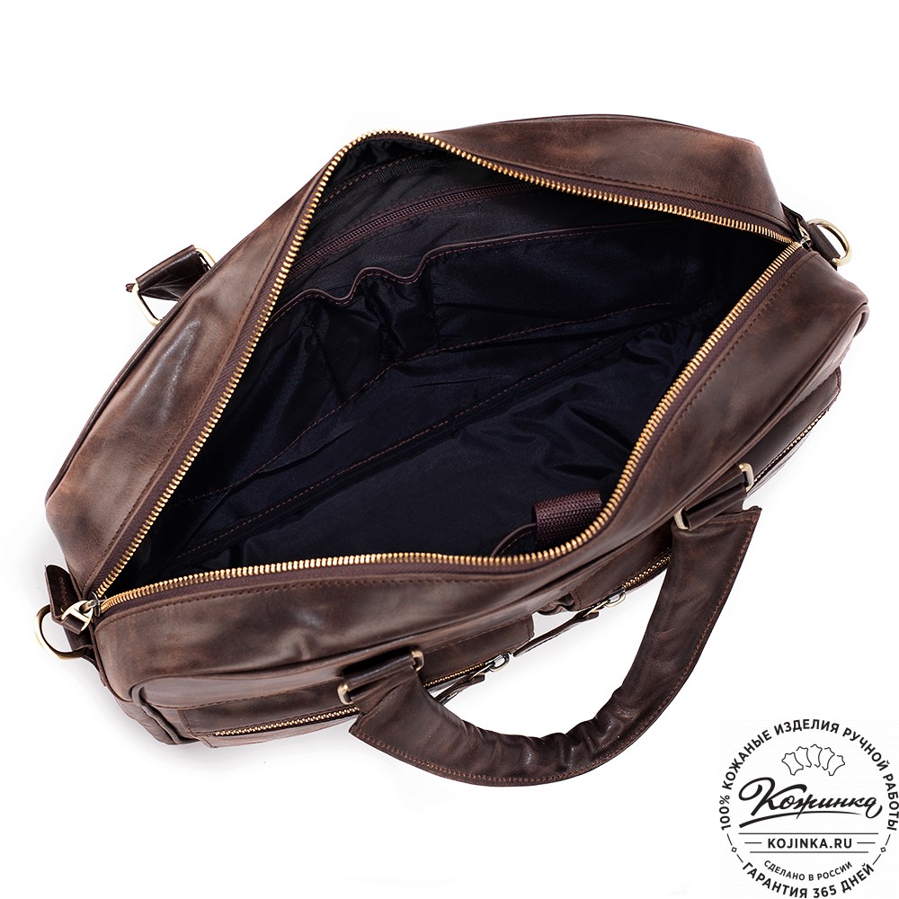 Кожаная деловая сумка "Гофман" (тёмно-коричневый антик) 