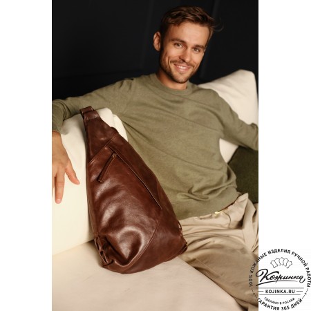 Кожаный рюкзак "Африка" (малина)