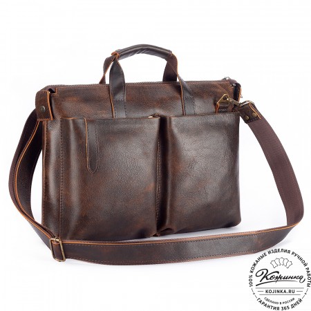 Кожаная деловая сумка "Стюарт" (коричневый эксклюзив)