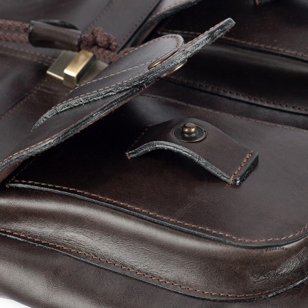 Кожаный рюкзак "Ваниль" (тёмно-коричневый)