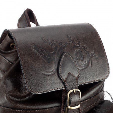 Кожаный рюкзак "Ваниль" (тёмно-коричневый)