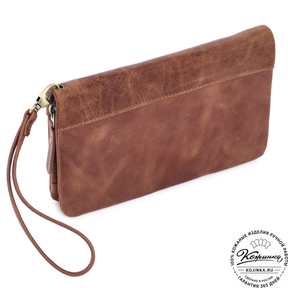  Кожаный клатч "Дарси" (рыжий антик)