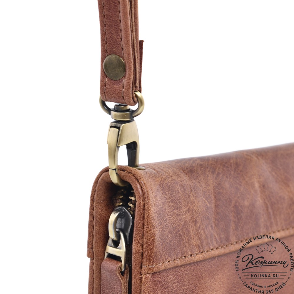  Кожаный клатч "Дарси" (рыжий антик)
