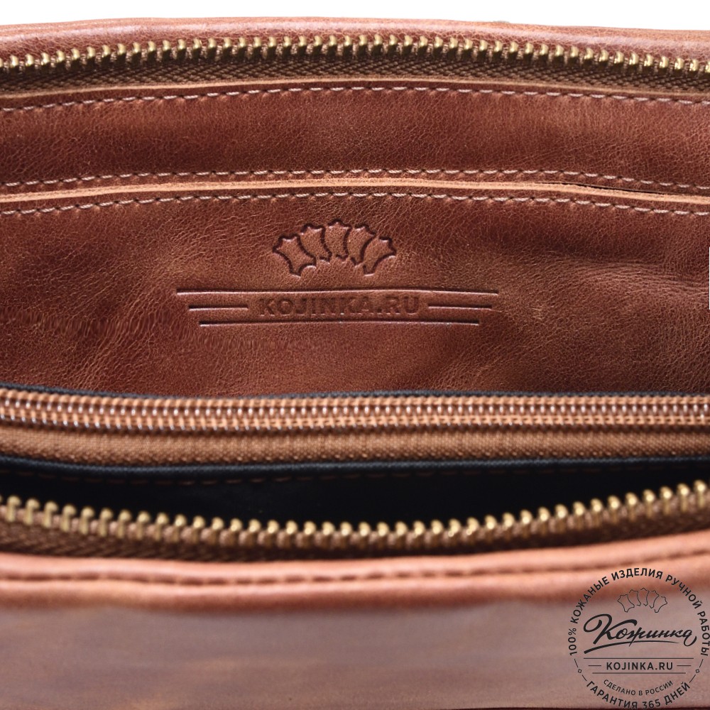  Кожаный клатч "Дарси" (рыжий антик)