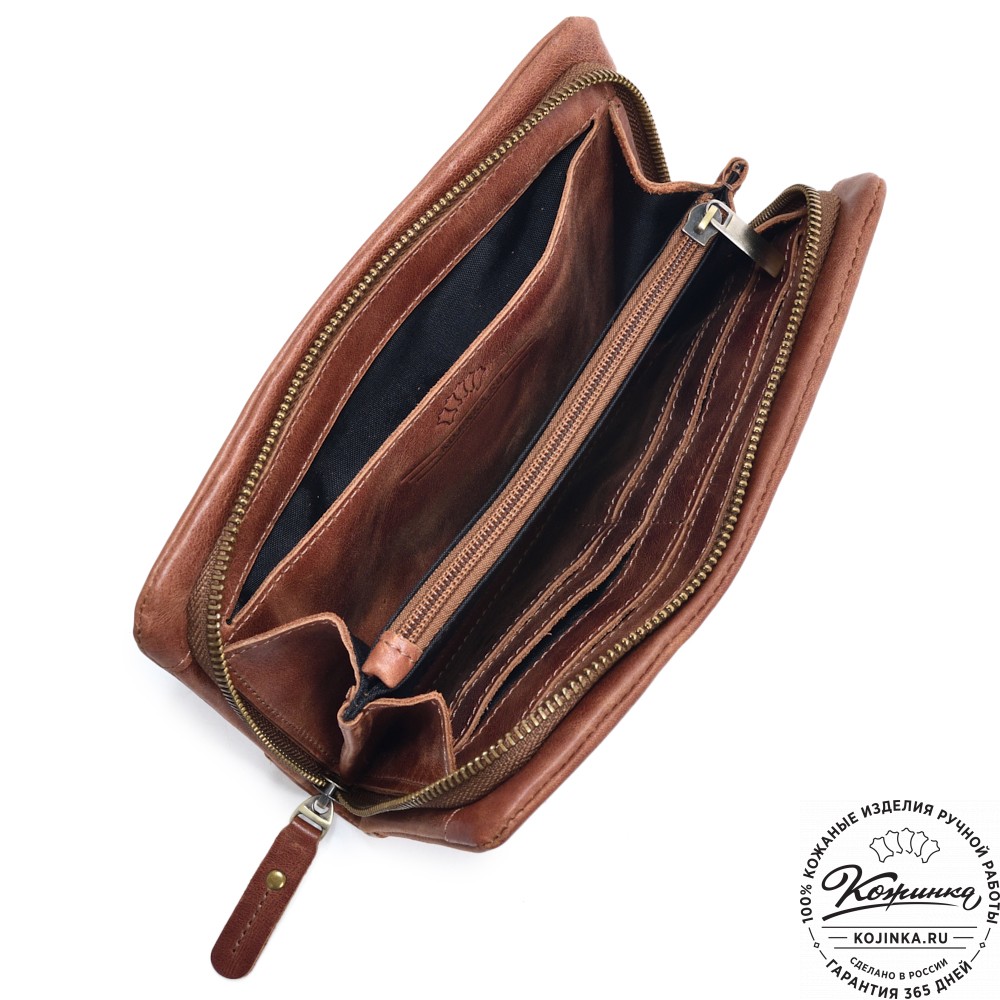  Кожаный клатч "Дарси" (рыжий антик)