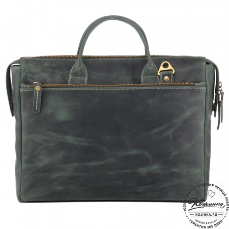 Кожаная деловая сумка "Гранд" (изумруд крейзи)