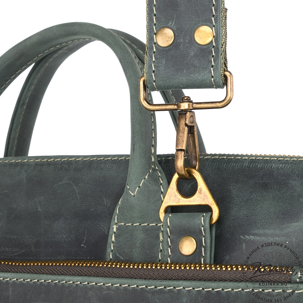 Кожаная деловая сумка "Гранд" (изумруд крейзи)