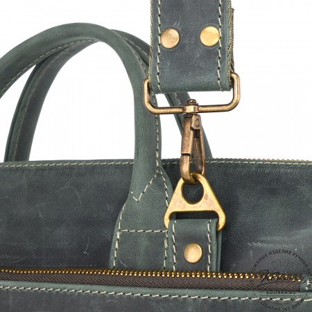 Кожаная деловая сумка "Гранд" (изумруд крейзи)