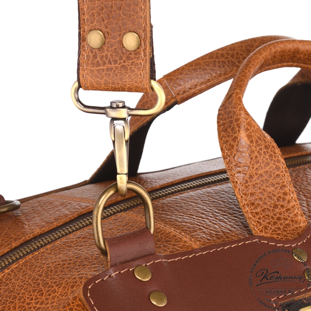 Кожаная дорожная сумка "Мегаполис" (фактура рыжая)