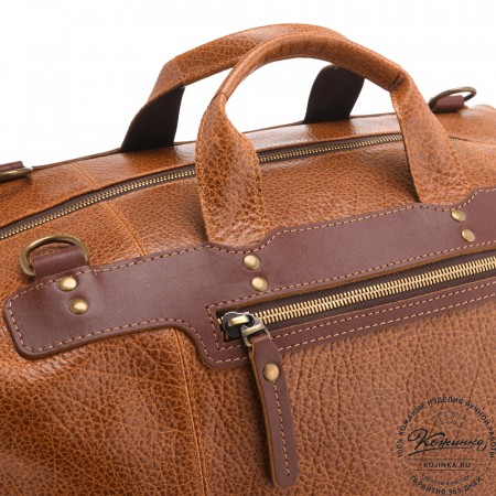 Кожаная дорожная сумка "Мегаполис" (фактура рыжая)