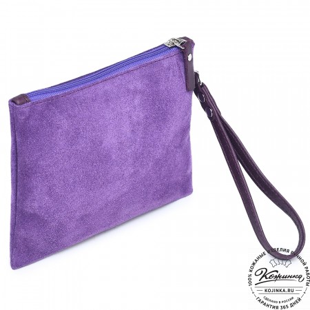  Кожаная косметичка "Флавия" велюр (сирень) 