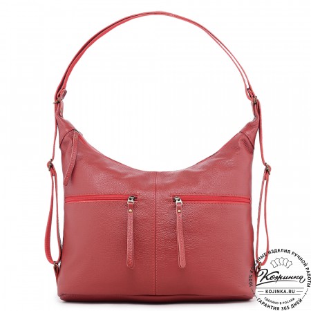  Женская кожаная сумка-трансформер "Ливадия" (красный)