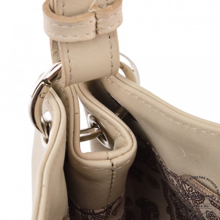  Кожаная женская сумка "Бэлла" (бежевая гладкая кожа)