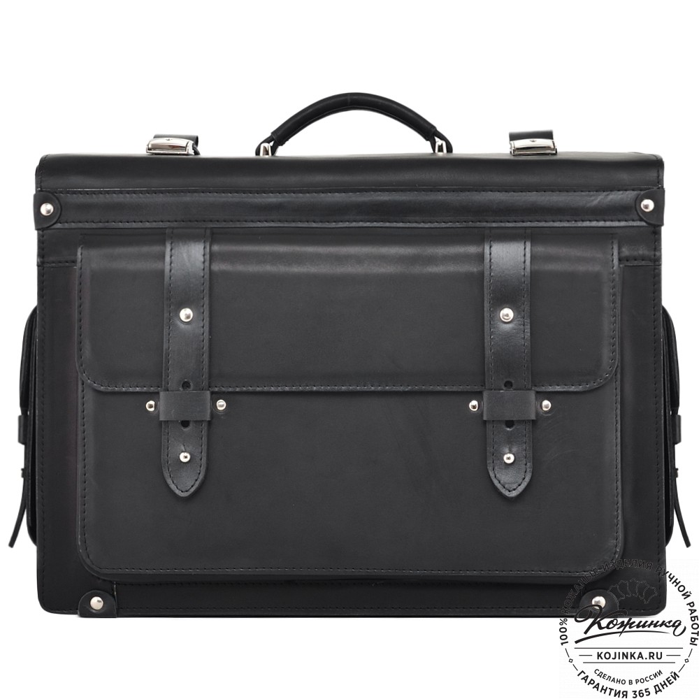 Кожаный портфель-кофр "Корлеоне" (чёрный)