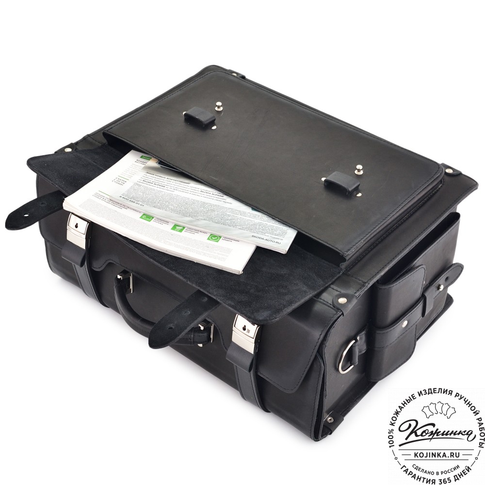 Кожаный портфель-кофр "Корлеоне" (чёрный)