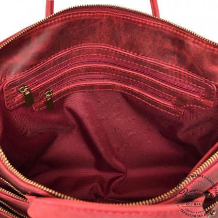  Кожаная деловая сумка "Гранд" (вишня крейзи) 