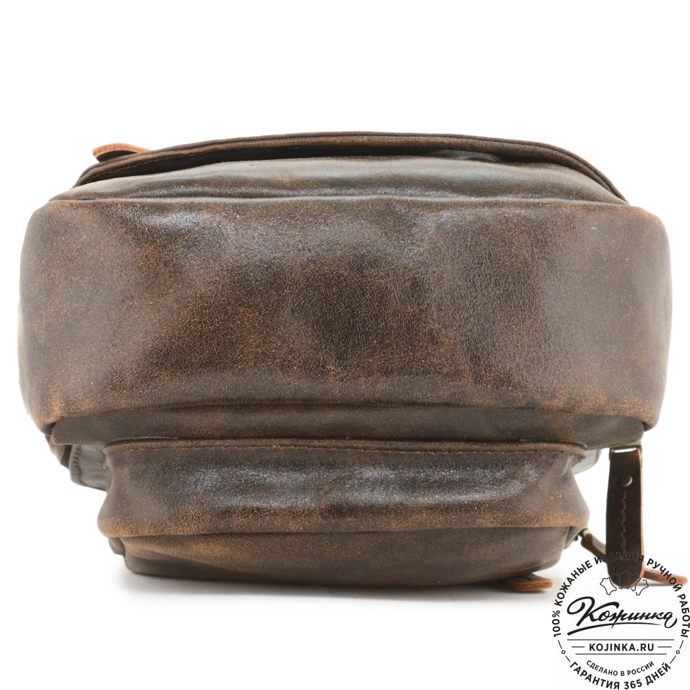  Кожаная сумка на грудь "Аполлон" (коричневая наппа)