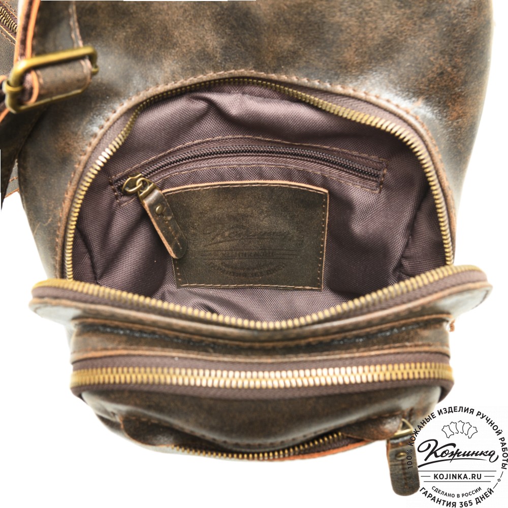  Кожаная сумка на грудь "Аполлон" (коричневая наппа)