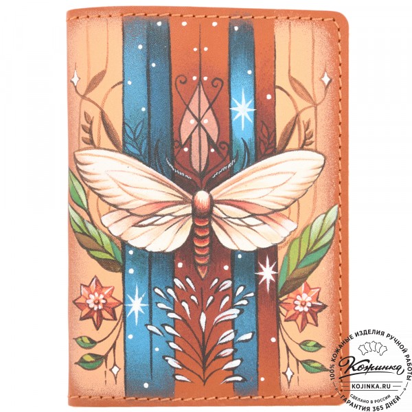  Кожаная обложка на паспорт "Будапешт" "Мотылек". фото 1