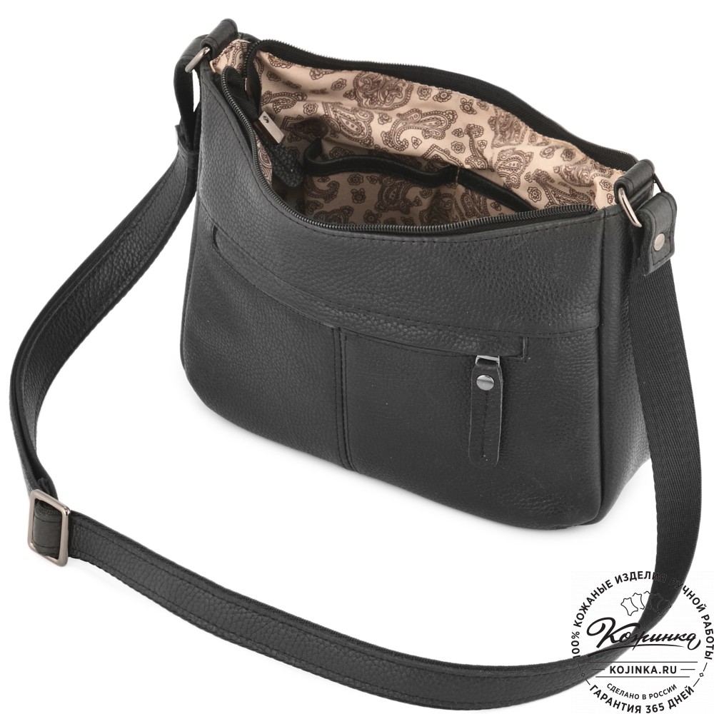 Женская кожаная сумка "Нева" (фактура чёрный)