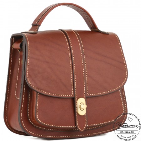 Кожаная сумка ручной работы "Париж" - с ручкой (коньяк)