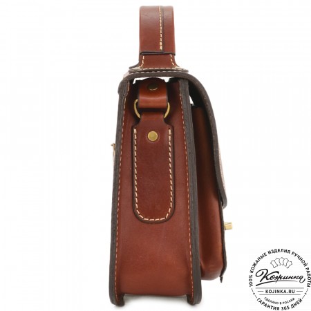 Кожаная сумка ручной работы "Париж" - с ручкой (коньяк)