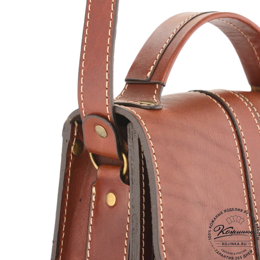 Кожаная сумка ручной работы "Париж" - с ручкой (коньяк)