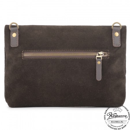 Кожаный клатч "Молли" велюр (шоколад)