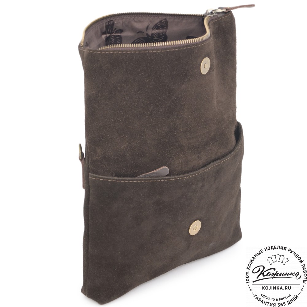 Кожаный клатч "Молли" велюр (шоколад)