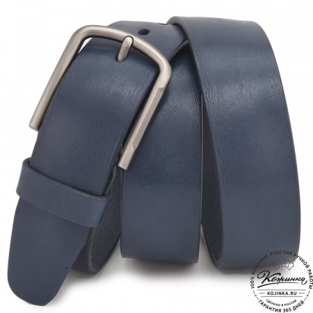Кожаный ремень "Канзас" (синий)