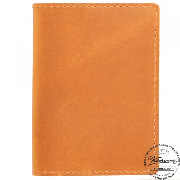  Кожаная обложка на паспорт "Будапешт" (рыжий крейзи). фото 1