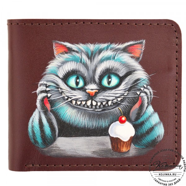  Кожаный бумажник "Рокки" "Чешир" (бордово-коричневый). фото 1