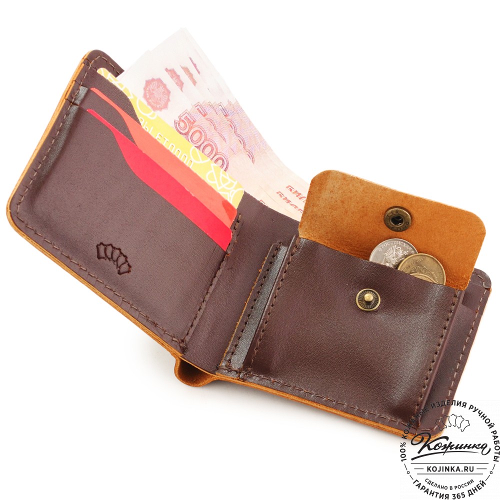 Кожаный бумажник "Рокки" "Чешир" (бордово-коричневый)