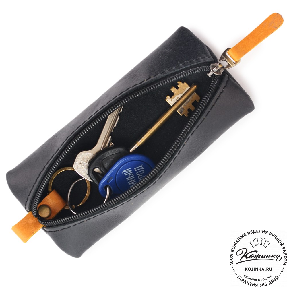  Кожаная ключница «Соло» "Часы" (черный) 
