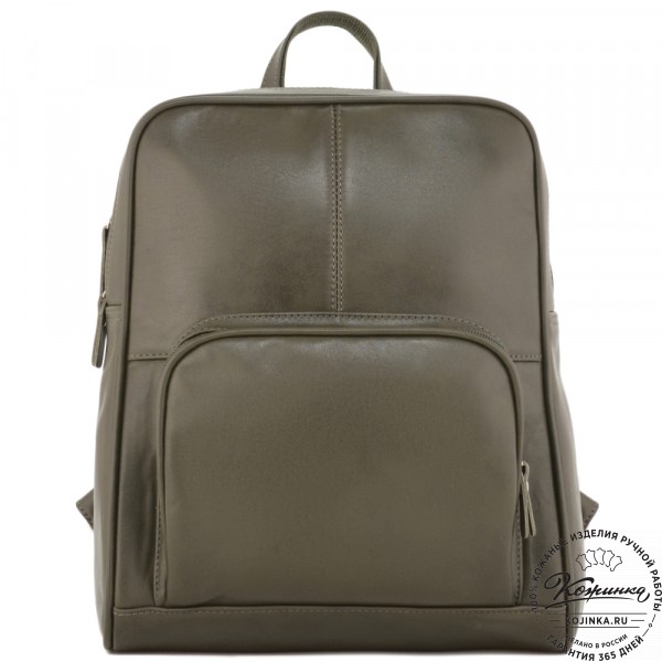 Кожаный рюкзак "Пандора" (хаки гладкая кожа). фото 1