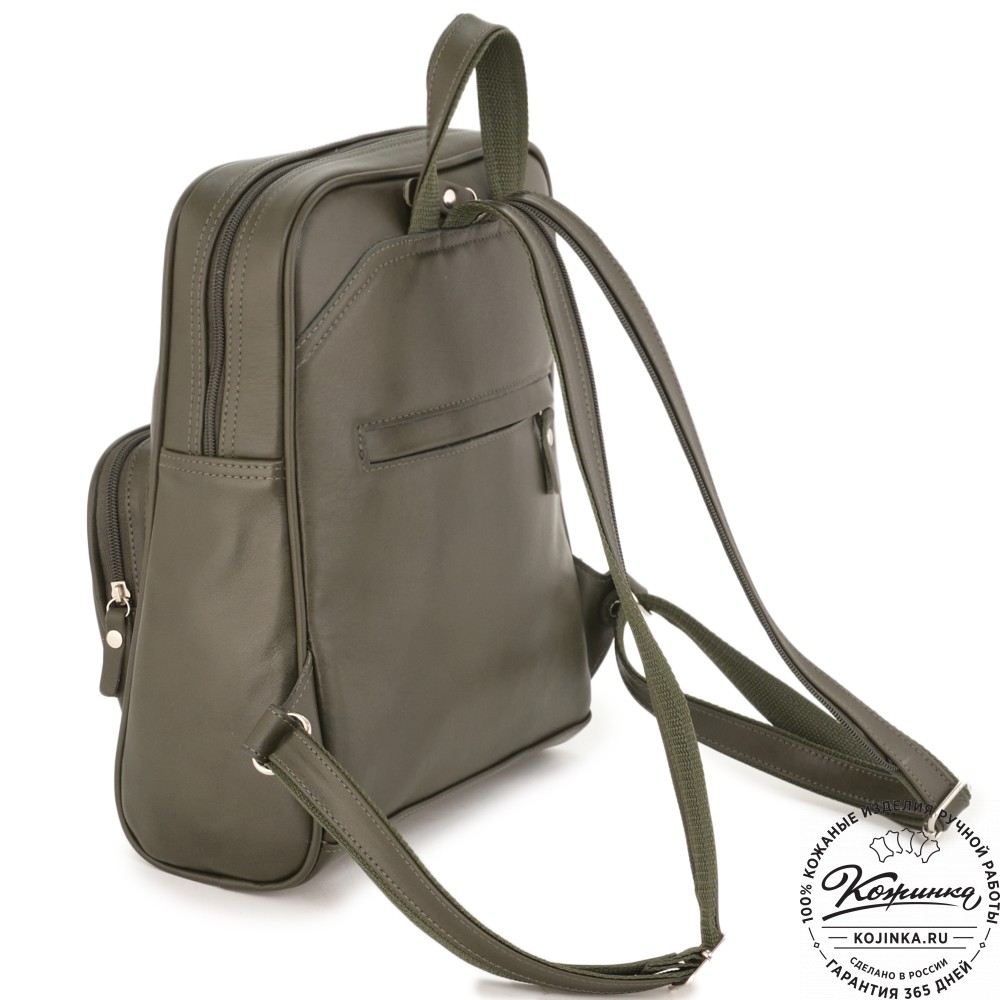 Кожаный рюкзак "Пандора" (хаки гладкая кожа)