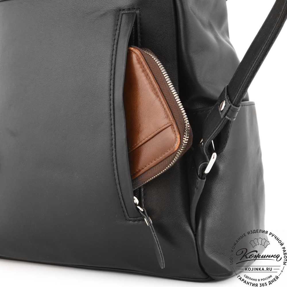 Женский кожаный рюкзак "Франческа" (черный)