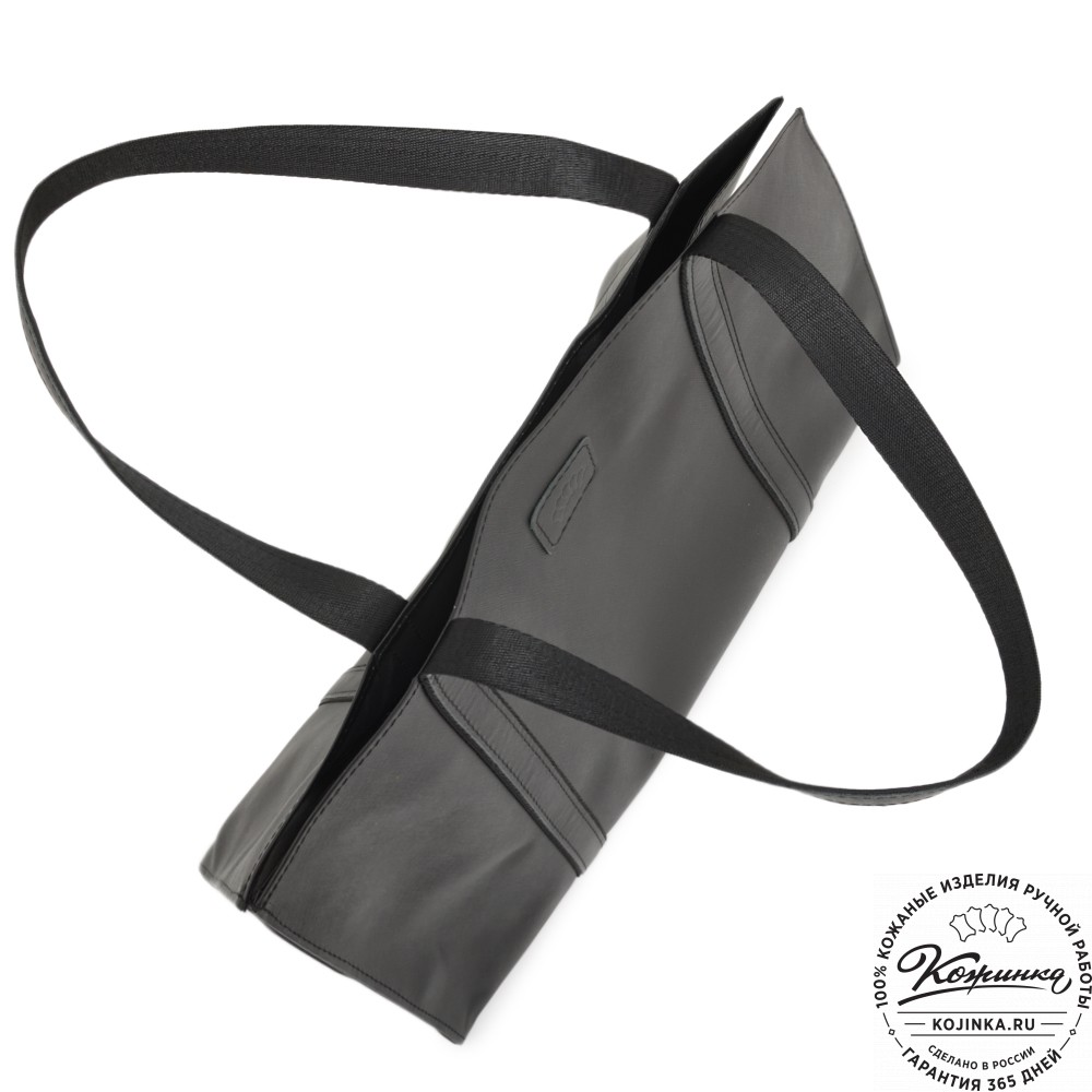 Кожаная шоппер-дровница "Родео" (черный)