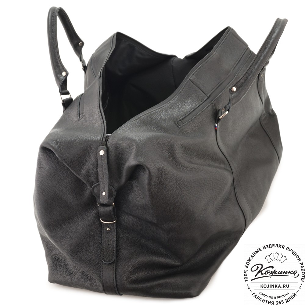 Кожаная дорожно-спортивная сумка "Англия БИГ" (фактура черный)