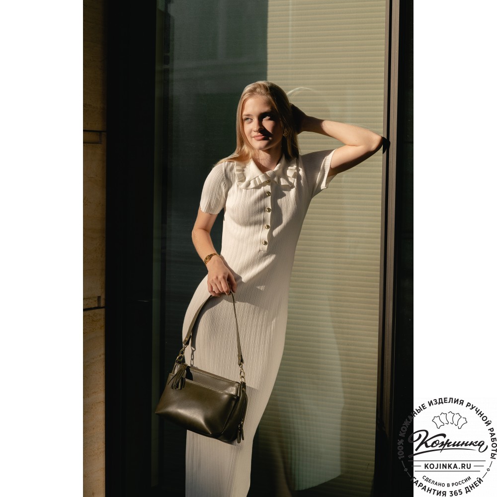 Женская кожаная сумка "Эмма" (хаки гладкая кожа)