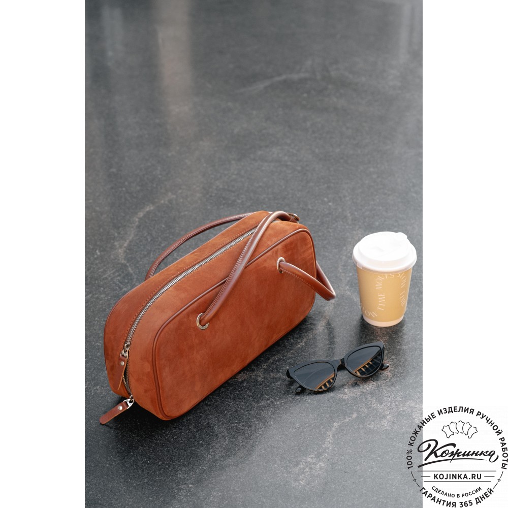 Женская кожаная сумка "Тамань" велюр (рыжий)