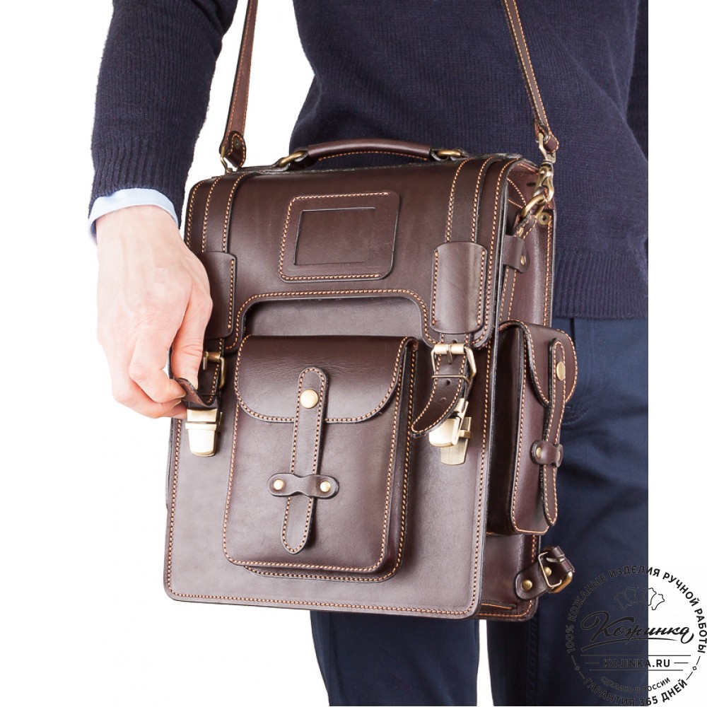 Кожаный ранец-портфель "Джонн" (темно-коричневый)