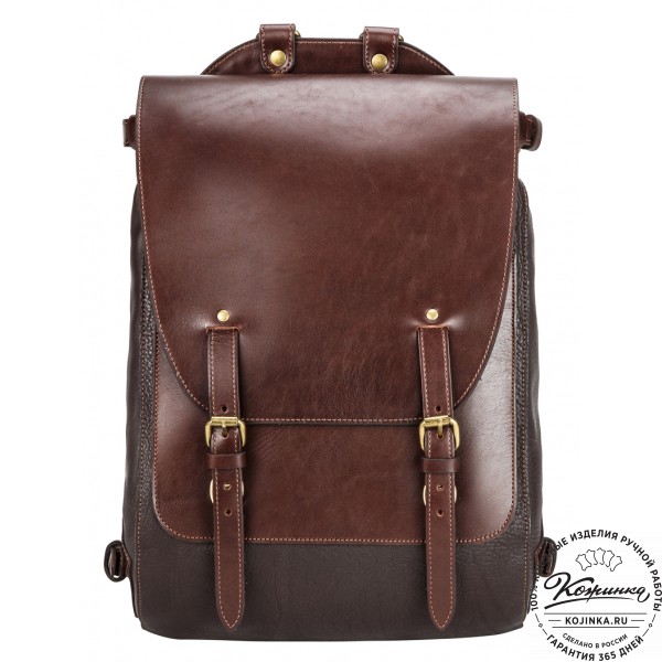 Кожаный рюкзак "Рафаэль New" (коричневый с темно-коричневым). фото 1