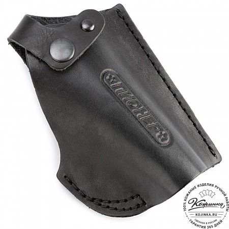 Кожаная кобура поясная для пистолета "Пионер" (черная)